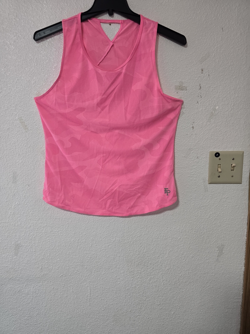 FP Movement Free People Pink Camo Mesh Tank Top Split Back Size L